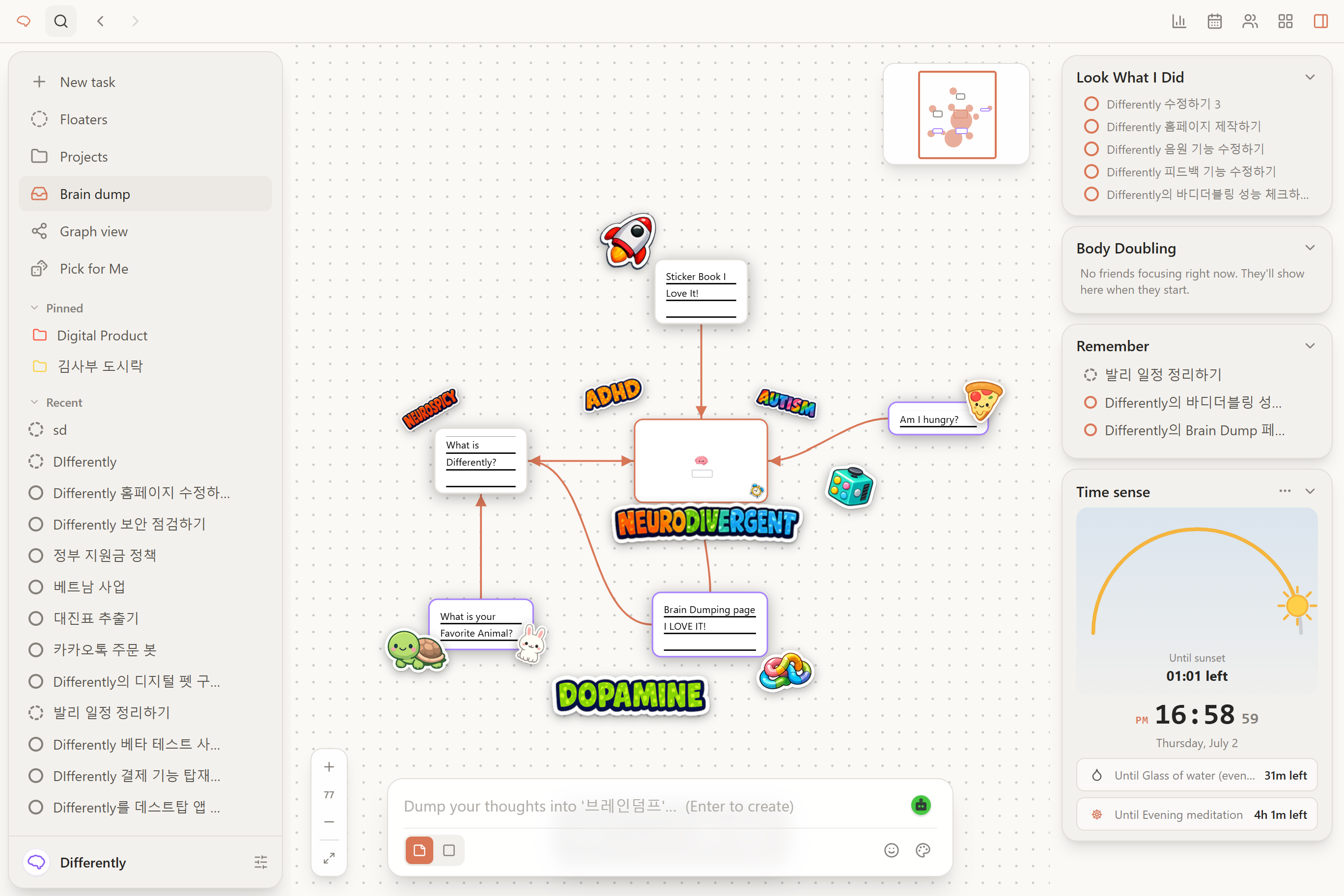 BrainDump — infinite whiteboard for scattered thoughts (light theme)