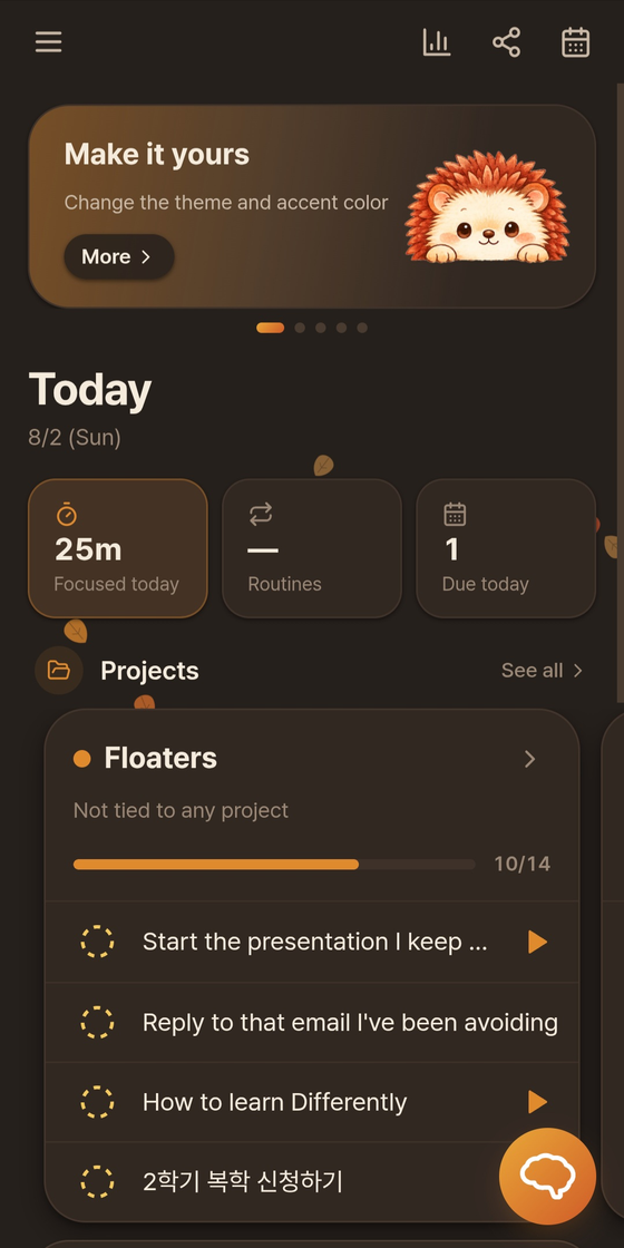 Differently on a phone — today's home screen
